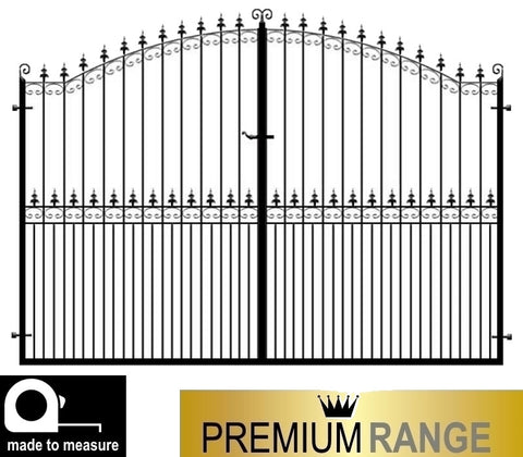 Francombe Estate Gates. Deep metal frames with thick inset bars.