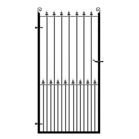 Darlington Wrought Iron Side Gate. Flat top design with feature fleur de lys header. Attractive style made to any width or height.