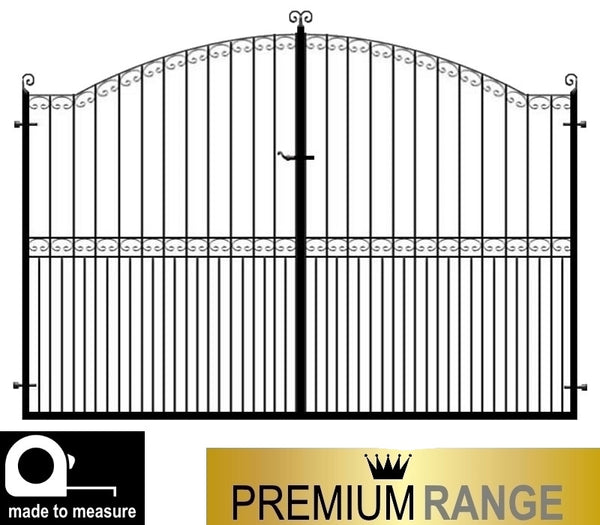 Francombe Estate Gates. Deep metal frames with thick inset bars.