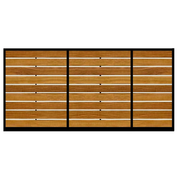 Flat top, horizontal sliding gate. The Kingston. Modern, London inspired gate with either Western Red Cedar or Deep Iroko timber.