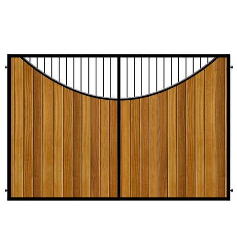Metal Framed Estate Gates. The Lyndhurst. Iroko cladding set within a deep metal frame. A truly elgant gate design.