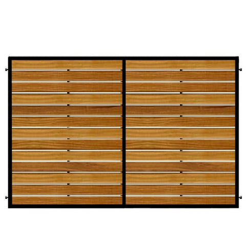 Modern London inspired Driveway/ Estate Gates. The Kingston combines the finest Iroko (hardwood) with deep metal frames. A truly stunning and popular gate design.