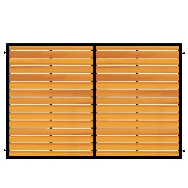 Modern style Estate/ Driveway Gates. The Kingston. Finest Western Red Cedar horizontally placed set within a deep metal frame. Aesthetically pleasing and modern designed gate.