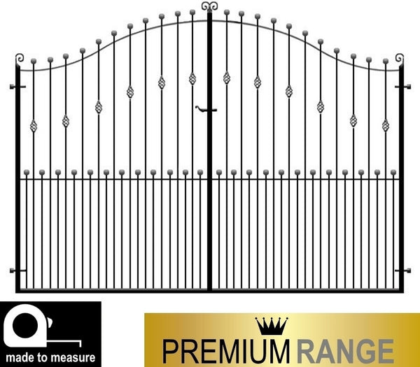 Sandringham Wrought Iron Estate Gates - Premium Range. Swan neck design.