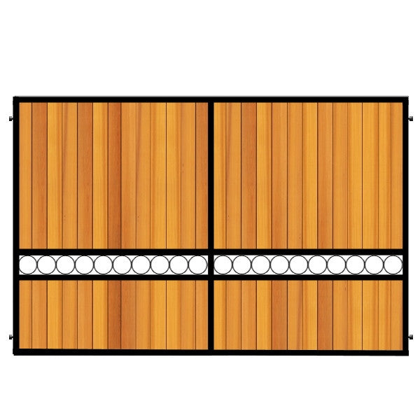 Sandbanks Estate Gate. Modern and stylish design. Western Red Cedar set within a deep metal frame. A truly elegant gate design.