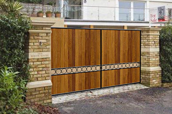 Sandbanks Iroko Timber Infill Driveway Gates