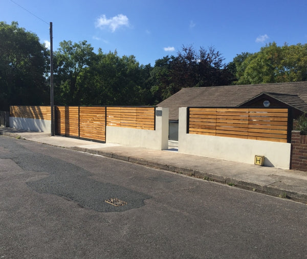 Kingston Sliding Gate with Cedar and Matching Fence