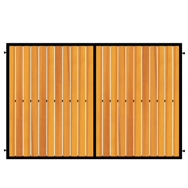 Vertical cladded estate gate. The Henley design. Western Red Cedar set within a deep metal frame. Handcrafted in the UK to any width or height.