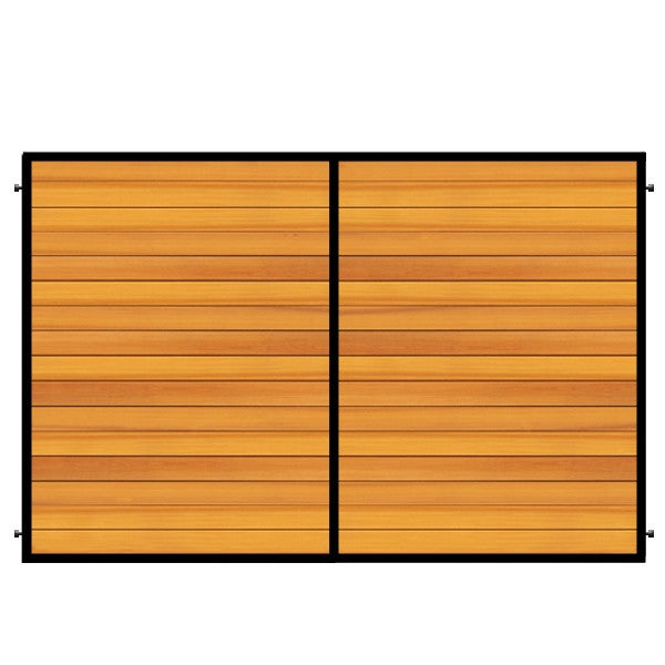 Combining finest western red cedar with deep metal frame to produce a truly stunning estate driveway gate - The Warwickshire