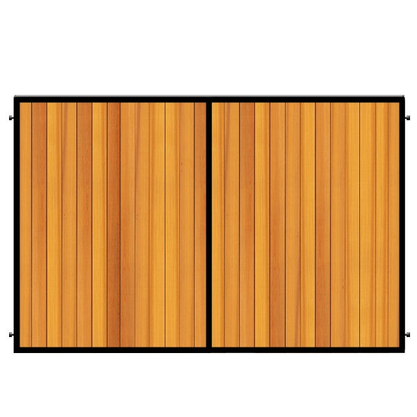 Metal framed estate driveway gates. Deep frame with western red cedar cladding.
