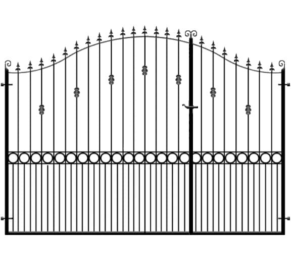 Farnham 3/4 Split metal entrance gates. Manufactured in the UK to any width or height.