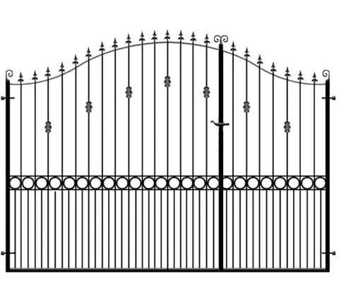Farnham 3/4 Split metal entrance gates. Manufactured in the UK to any width or height.