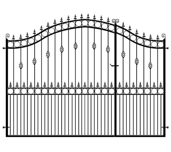 Goldsworth 3/4 Split entrance gates. Made in the UK to any size
