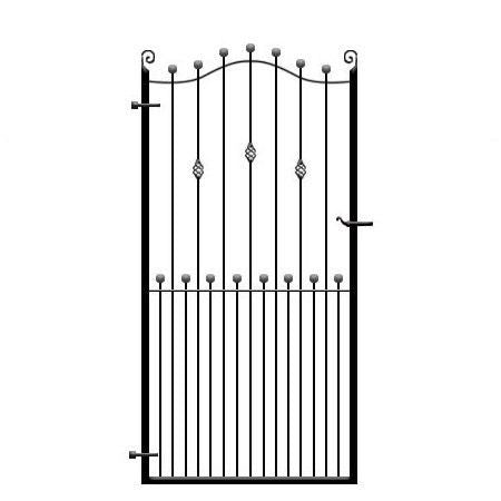 Bespoke metal side gates - the Wentworth. Choice of feature options, handcrafted in the UK to any width or height
